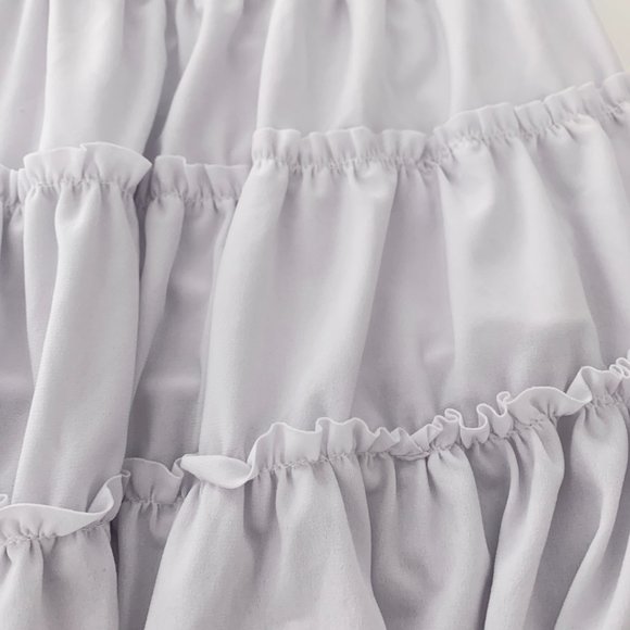 White Ruffle Circle Skater Skirt Inner Lining, Tiered Skirt - Picture 6 of 6